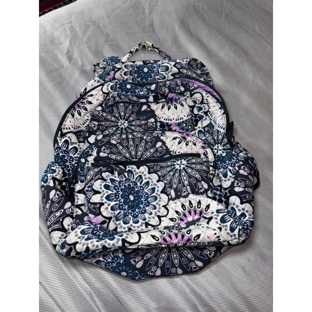 Large Vera Bradley Floral Paisley Quilted Backpack - Picture 8 of 8
